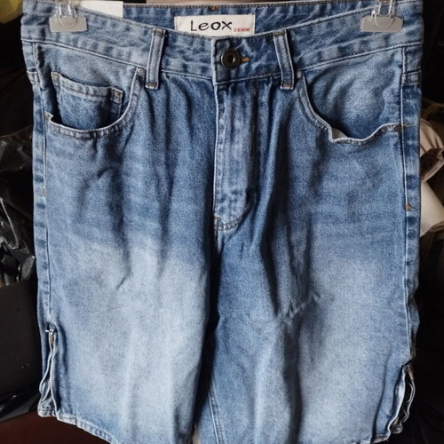 Men's denim bermuda shorts YX-3559 with wide leg, new, blue