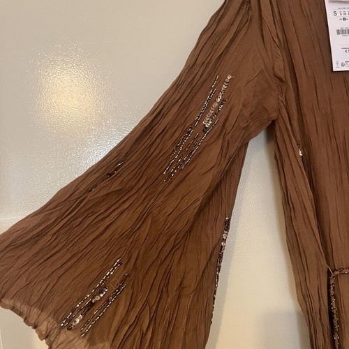 Zara limited edition brown dress with sequins size S new with tag