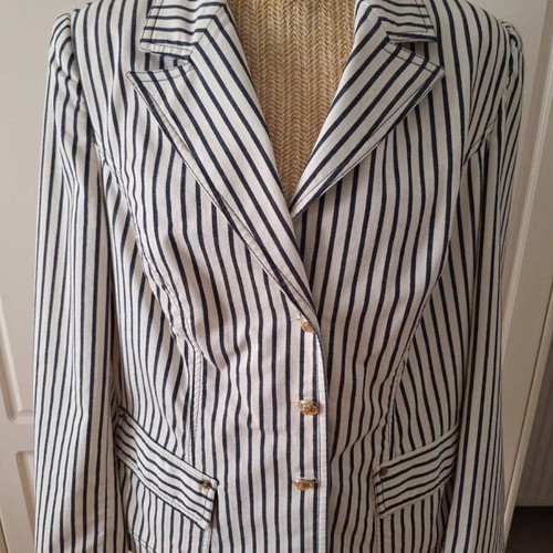 MIA women's cotton striped jean-style jacket black white like new