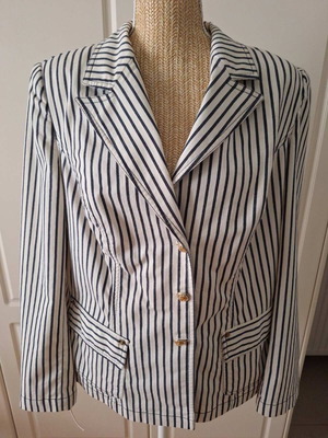 MIA women's cotton striped jean-style jacket black white like new