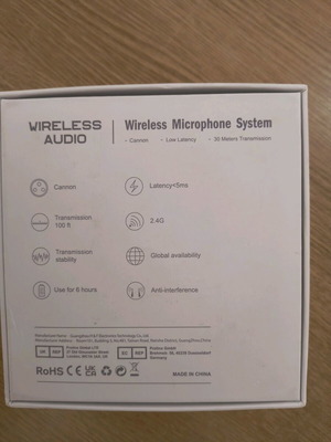 Безжична микрофонна система DIGITNOW, 2.4GHz безжичен микрофонен адаптер, съвместим с презареждащ се