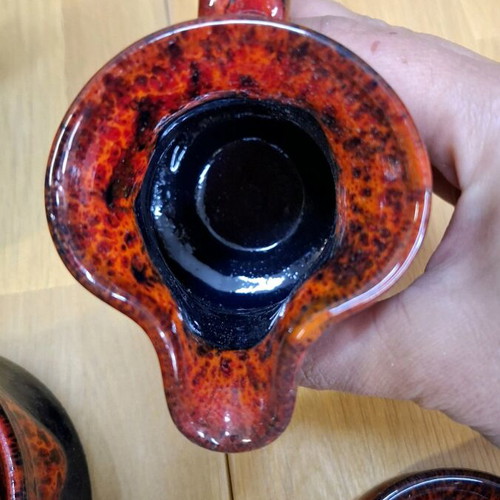 Ceramic vintage tea and coffee set with lava glaze