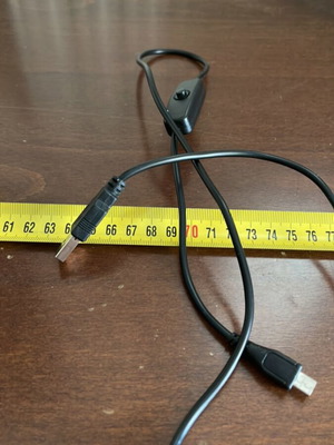 USB cable male to micro USB male with on off switch, like new, 91cm