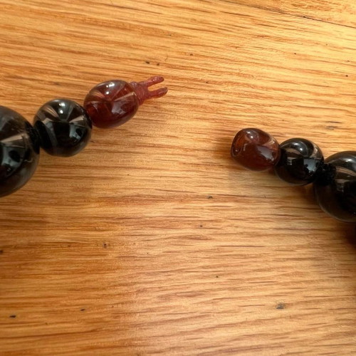 Beaded necklace like new, red and black beads