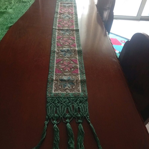 Runner central with handmade embroidery and rich fringes new