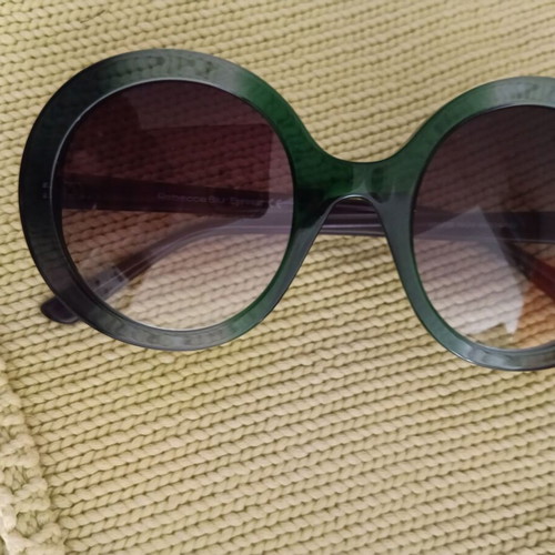Rebecca Blu sunglasses with oval gradient lenses, deep cypress color