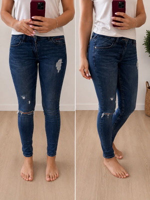 Tommy Hilfiger skinny jeans like new, size 30, dark blue with knee rip
