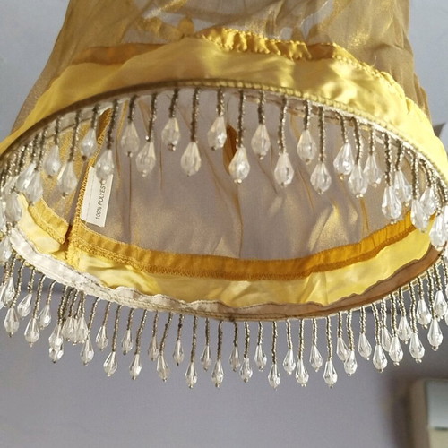 Fabric lamp with strass and decorative edges and middle, new