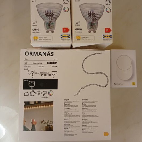 IKEA Smart Home Set with 2x TRÅDFRI GU10, ORMANÄS LED Strip 4m and Smart Button