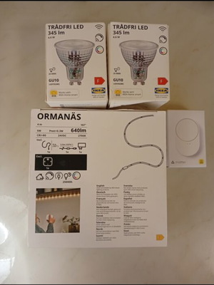 IKEA Smart Home Set with 2x TRÅDFRI GU10, ORMANÄS LED Strip 4m and Smart Button