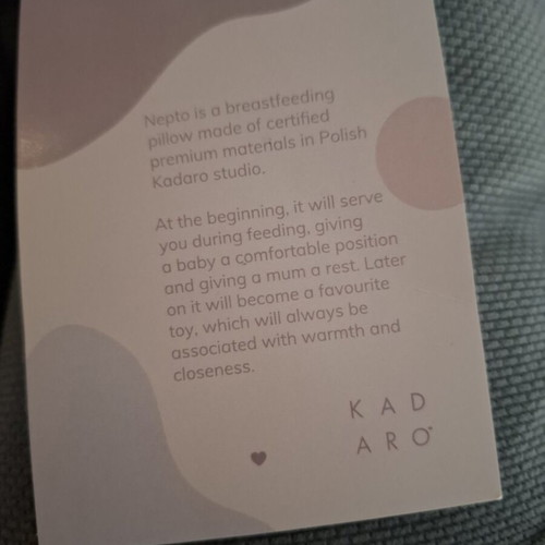 Nursing pillow from Kadaro velvet, new, multipurpose