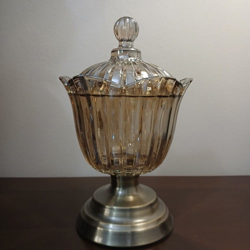 Iridescent crystal fondue pot in excellent condition