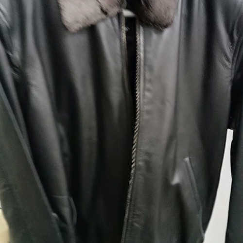 Men's leather jacket used with fur XXL black