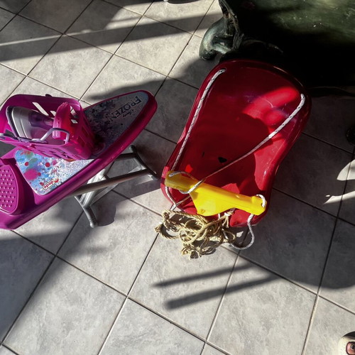 Children's swing and play ironing board set used