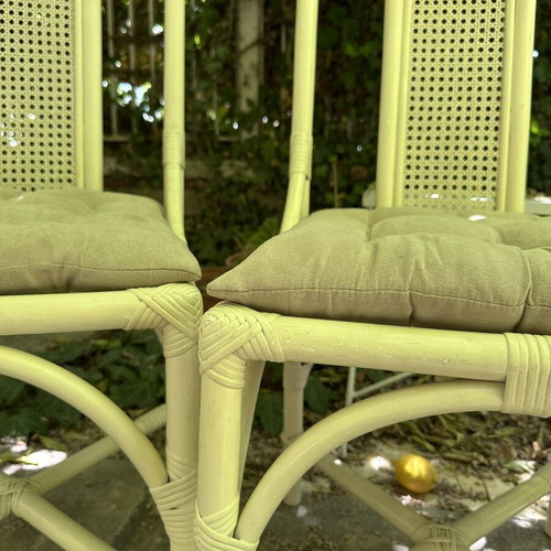 Vintage Faux Bamboo Chairs set of 4, solid wood and lacquer
