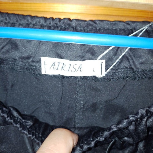 Satin skirt long black new, pockets and back slit, size M/L