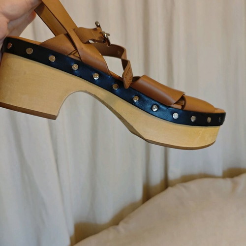 Prada leather sandals used, beige and brown, size 39
