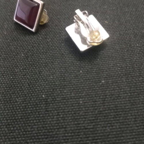 Jewelry set new, purple stone and silver pendant and earrings