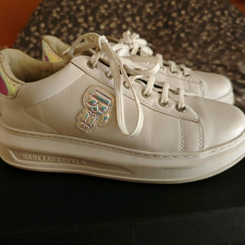 Karl Lagerfeld sneakers used, white silver iridescent size 39