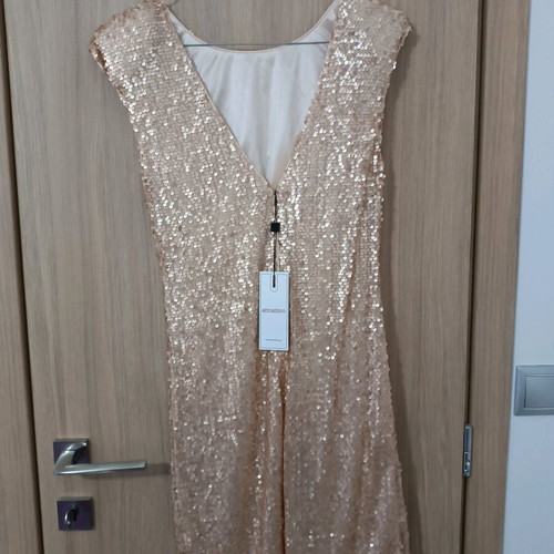 Attrattivo mini dress new, full bead pink/gold size M