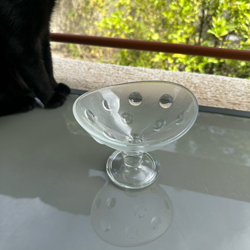 Vintage Italian Frosted Glass Bowl 80s New