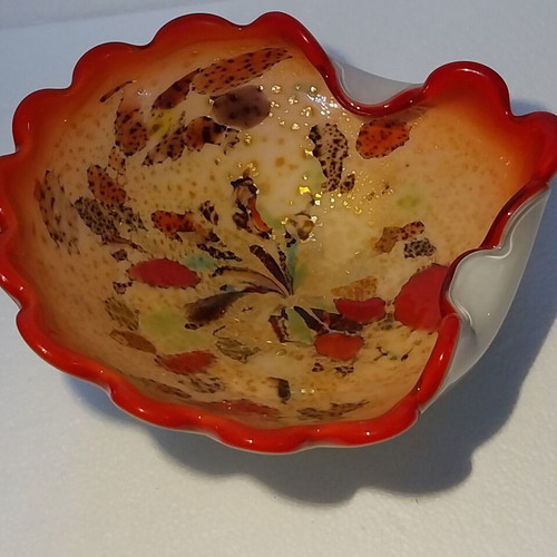 Murano Tutti Frutti Art Glass Bowl Vintage 1950-60s