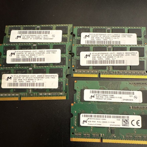 Micron Laptop Memory DDR3 & DDR3L pack of 7 like new