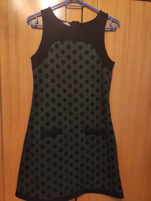 Dark olive dress with black polka dots used, size M