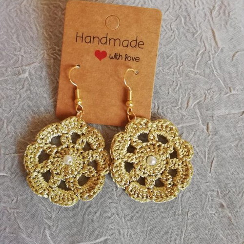 Crochet earrings with small pearl new