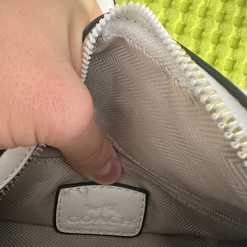 Coach Mini Rowan Crossbody bag, beige and white