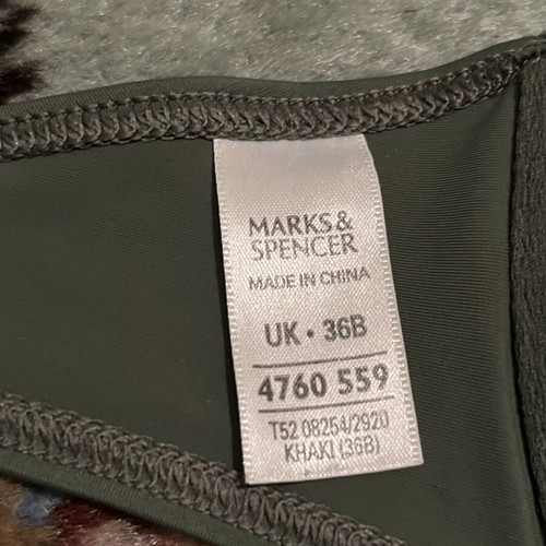 Marks & Spencer bikini top 85B used, grey and green