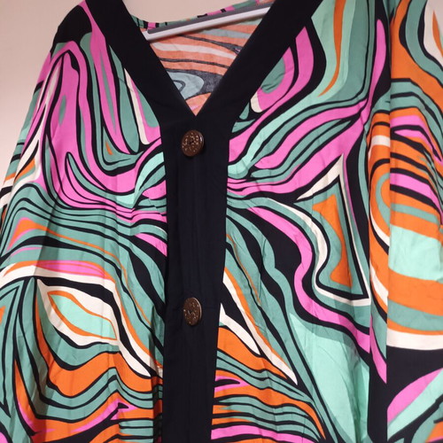 Caftan new, one size, multicolor, viscose, with buttons and pockets