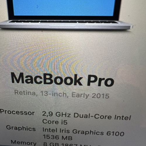 Apple MacBook Pro Retina 13” 2015 i5 2.9GHz 8GB RAM 128GB SSD used