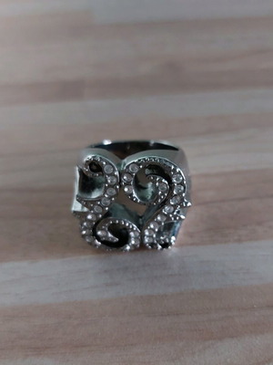 Dyrberg/Kern stainless steel ring with crystals like new, size 8