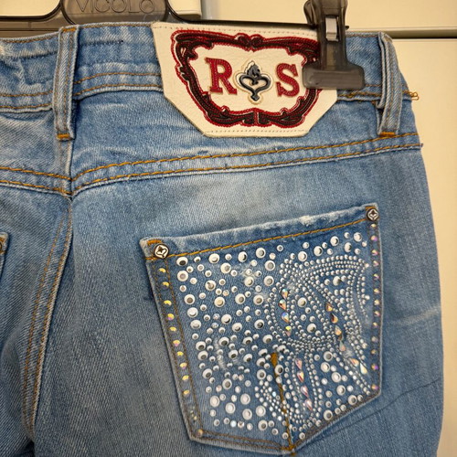 Jean Rossodisera pants with rhinestones new, low waist, 40 cm waist