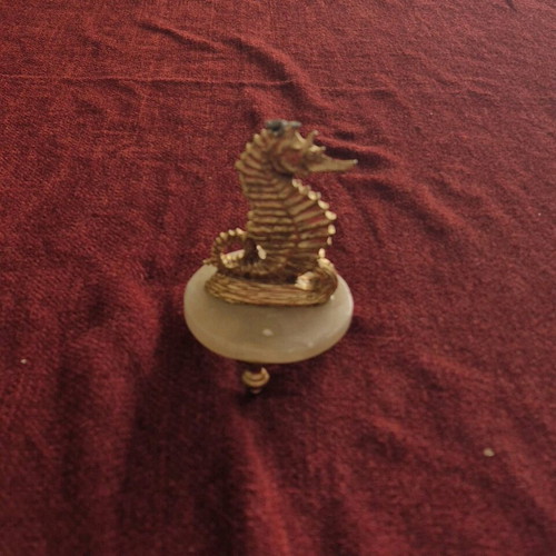Collectible bronze seahorse statue used with onyx base