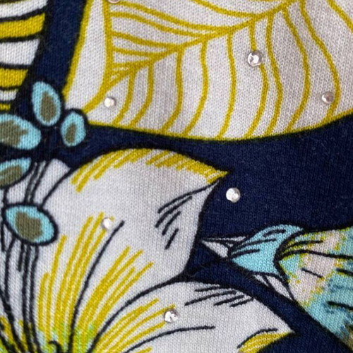 Floral tropical summer blouse with strass size L like new