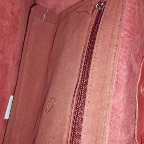 Red leather backpack new, adjustable straps, drawstring closure