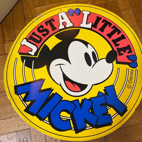 Mickey Mouse sign used, hard cardboard