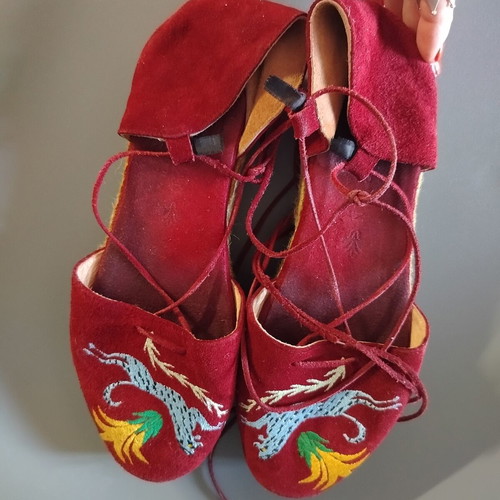 Kyrvan handmade leather platform sandals, multicolor, size 39