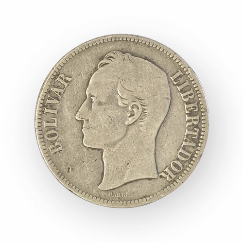 Venezuela 5 Bolivares 1903 coin used, silver