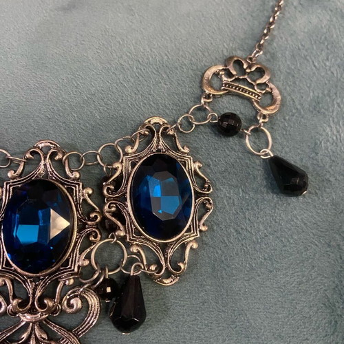 Gothic Victorian necklace like new with turquoise gems Restyle