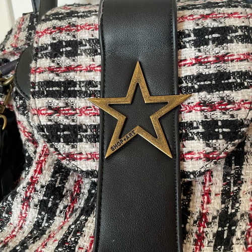 Shop Art shoulder bag new with fringes and tweed design