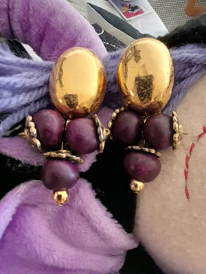 Vintage clip-on earrings with purple stones like new