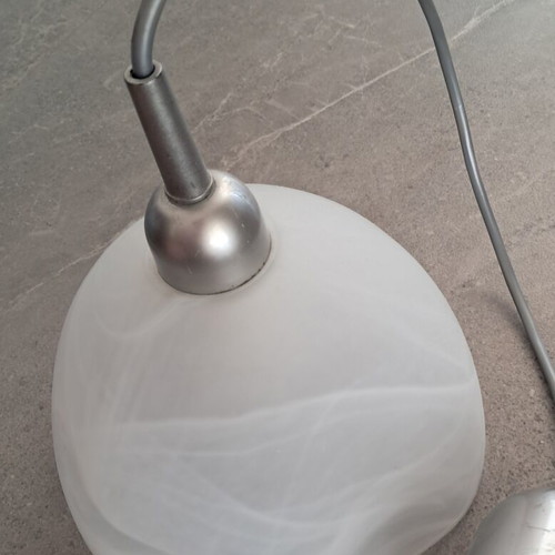 Glass ceiling light, ice color with white waves