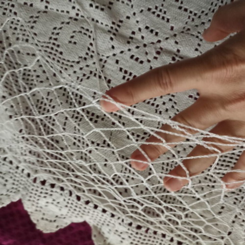 Handmade double crochet blanket new, white with decorative pillow