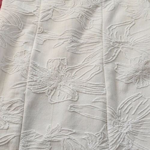 Zara white fitted midi dress with embossed floral design, like new
