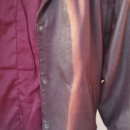 Vintage leather jacket from Constantinople with double belt, burgundy