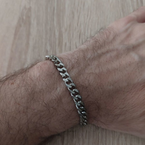 Men's iron chain bracelet Pancerka design like new, silver