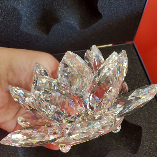 Swarovski large lotus candle holder new